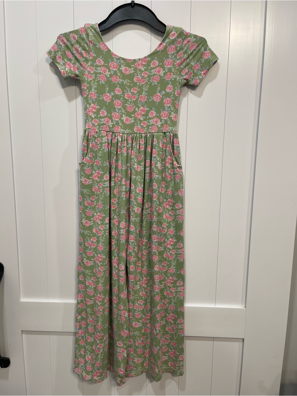 SweetHoney Green leggy romper with Pink Floral Print